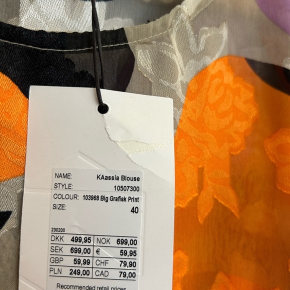 Kaffe NWT size 10 Abstract Print Blouse and Skirt Set- sheer effect, puff sleeve - Picture 16 of 16